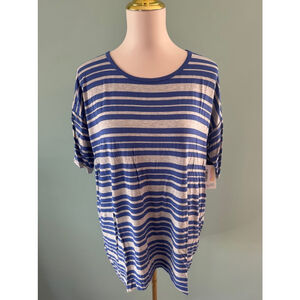 Women's LuLaRoe Irma Top XS Blue Gray Striped
